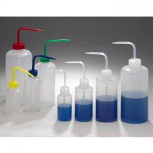 Narrow Mouth Wash Bottles, Natural or Color-Coded -