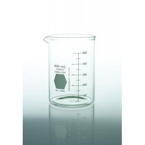 KIMAX® Heavy-Duty Low Form Beakers w/Double Capacity Scale