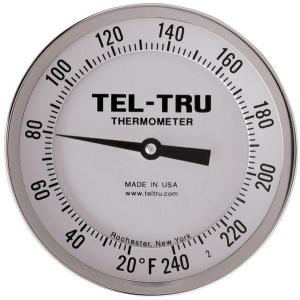 Adjustable-Angle Head Dial Thermometers, 5" Face with 12" Stem