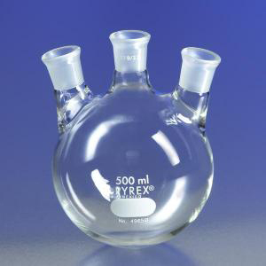 PYREX® Three Neck Distilling Flasks w/Angle Neck, 19/22 TS Joints