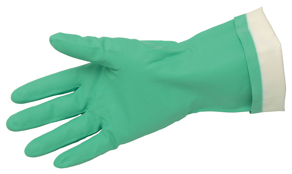 15 mil Green Nitrile, 13" Length, Flock Lined