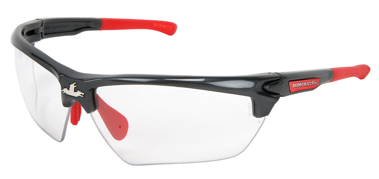 Dominator™ 3, Gun Metal Color Frame, Red TPR, Clear Max6™ Anti-Fog Lens Coating