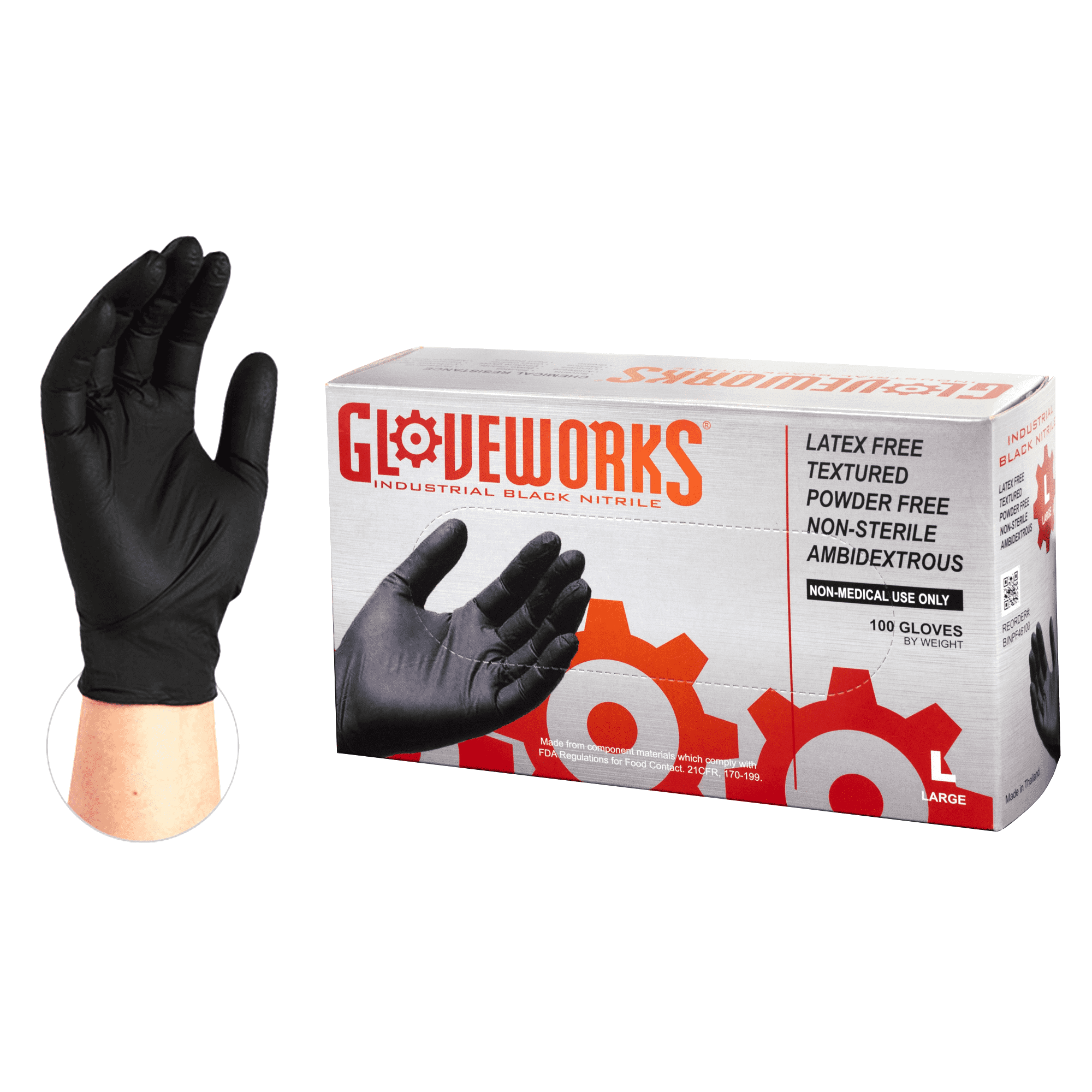 AMMEX - BINPF42100-BX - Industrial Nitrile Gloves - Gloveworks - Disposable, Powder Free, 5 mil