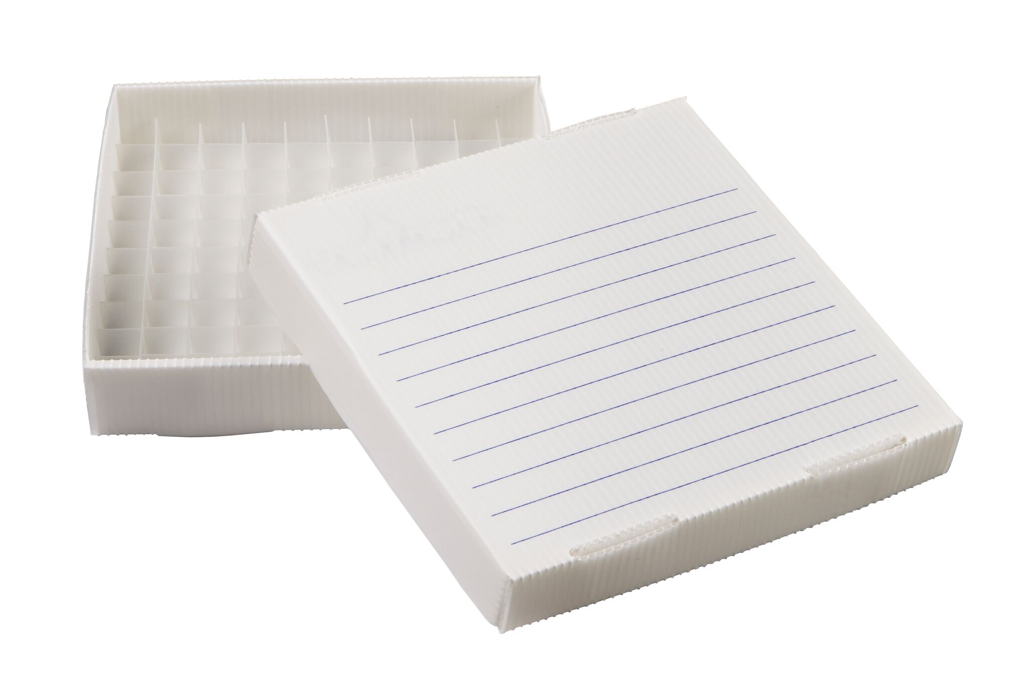 True North® Corrugated Polypropylene Freezer Box, 100-Place, Squat Vial, Natural