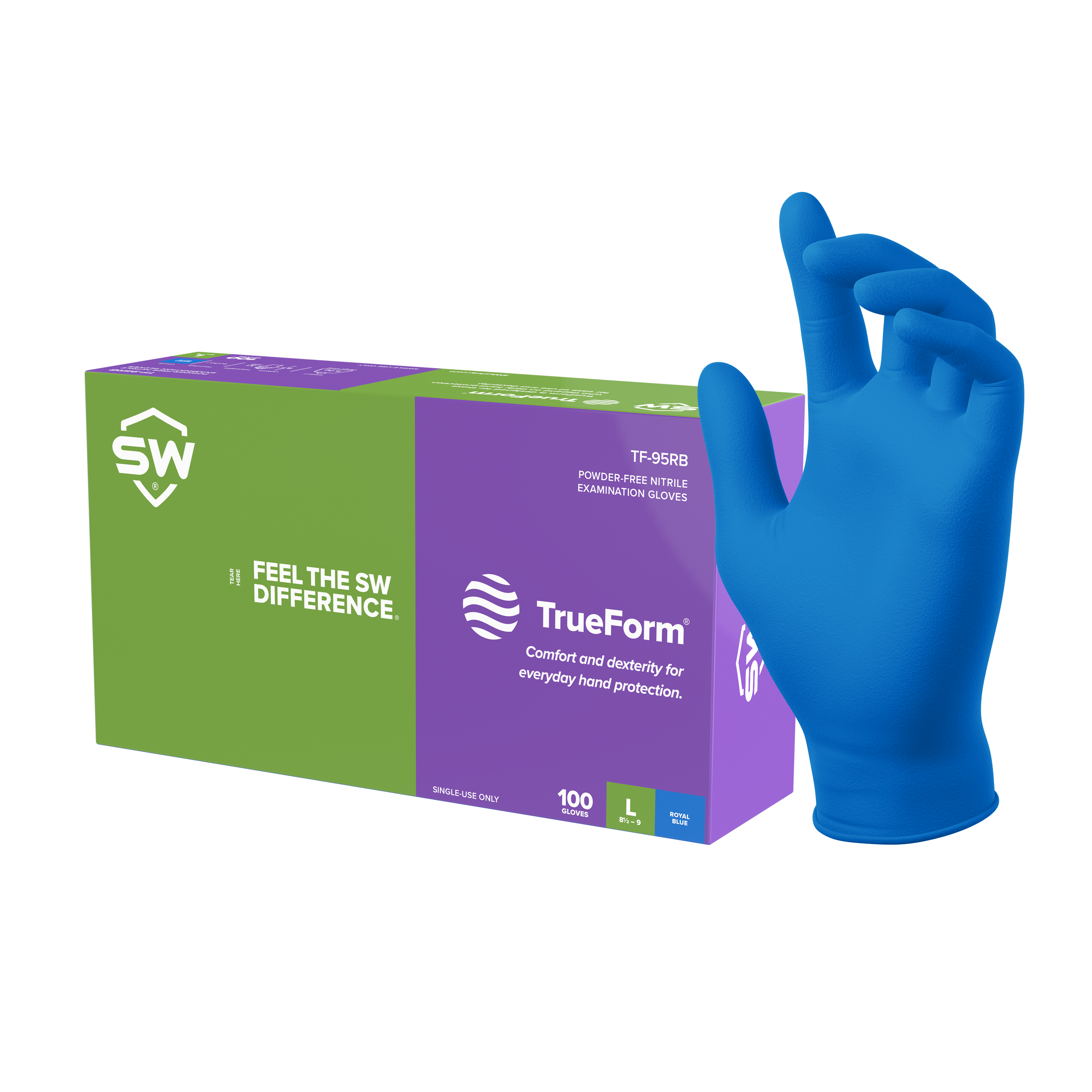 TrueForm Royal Blue Textured Nitrile Gloves