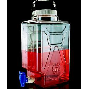 Graduated Rectangular Transparent Carboys, with Spigot. Nalgene