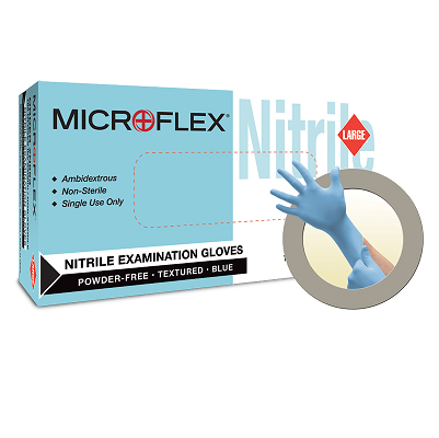 N85 Light Blue Fully-Textured, Powder-Free Nitrile Exam Gloves