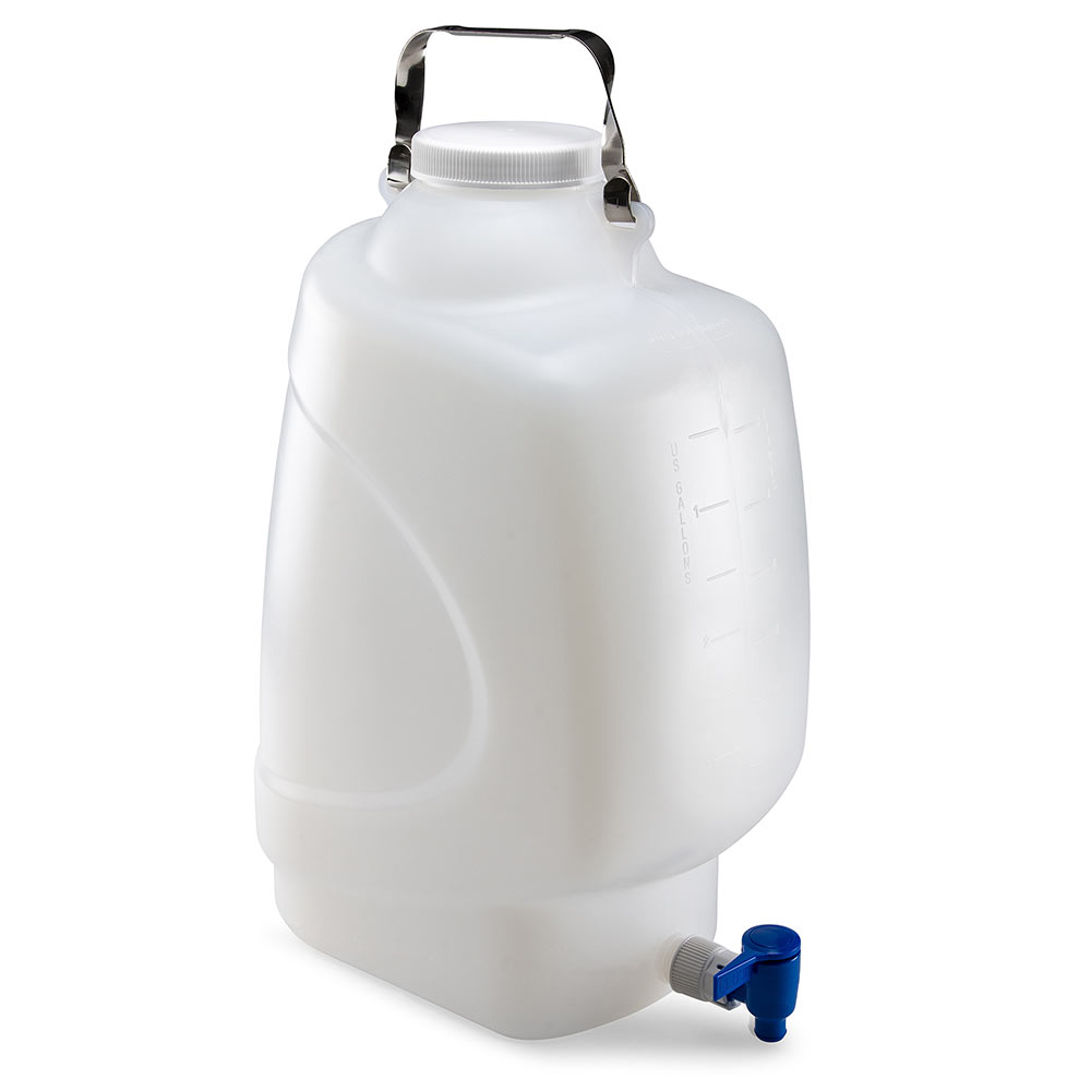 Carboy, Rectangular with Spigot, HDPE, 20 Liter