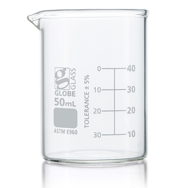 Beaker, Globe Glass, 50mL, ASTM E960