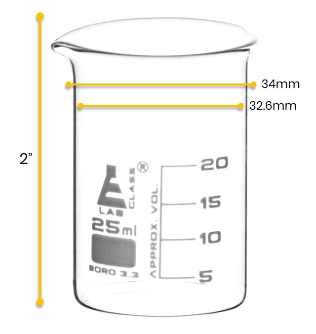 Eisco Labs Low Form Glass Beaker with White Graduations