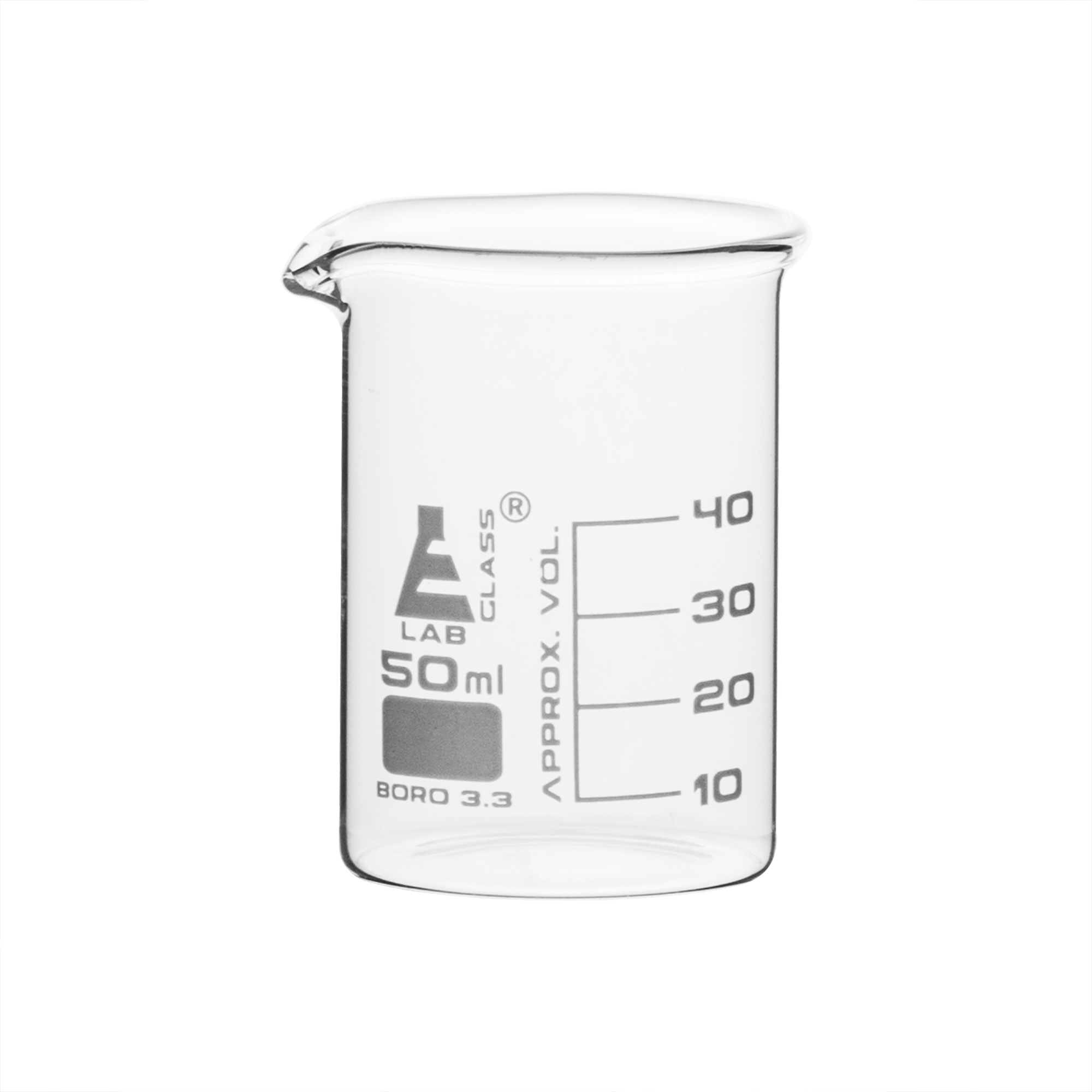 Eisco Labs Low Form Glass Beaker with White Graduations