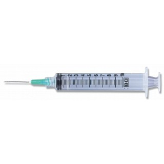 SYRINGE, 10CC, WITH NEEDLE 21 GA x 1 1/2", DISPOSABLE